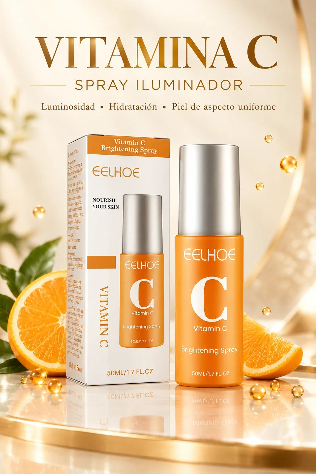Spray facial de Vitamina C EELHOE de 50 ml para una piel luminosa e hidratada